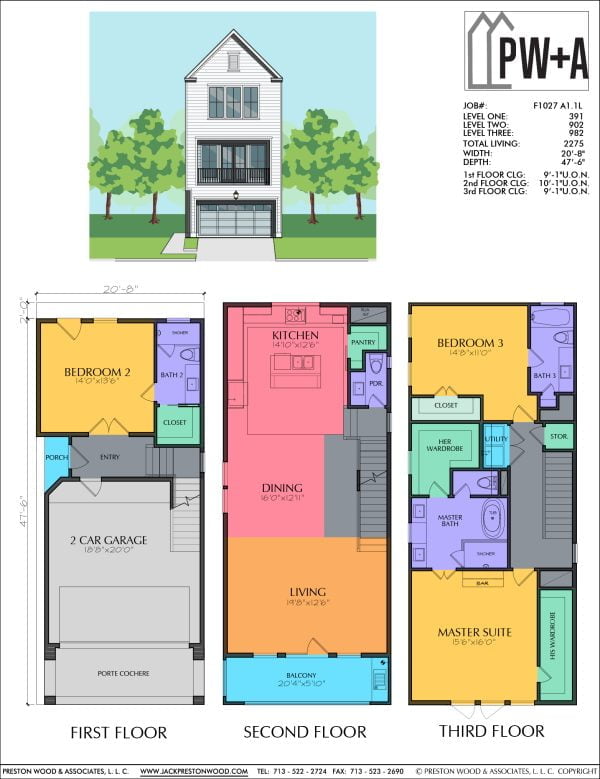 Three Story Townhome Plan F1027 A1.1