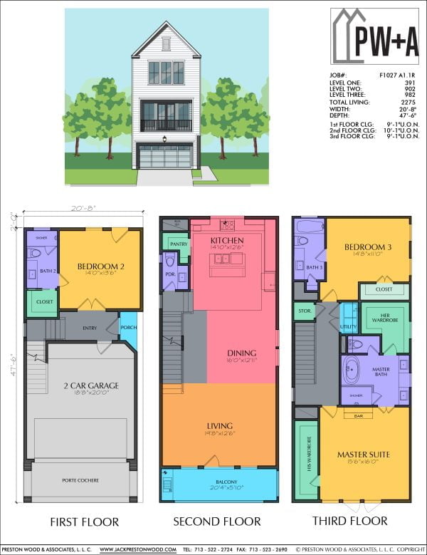 Three Story Townhome Plan F1027 A1.1