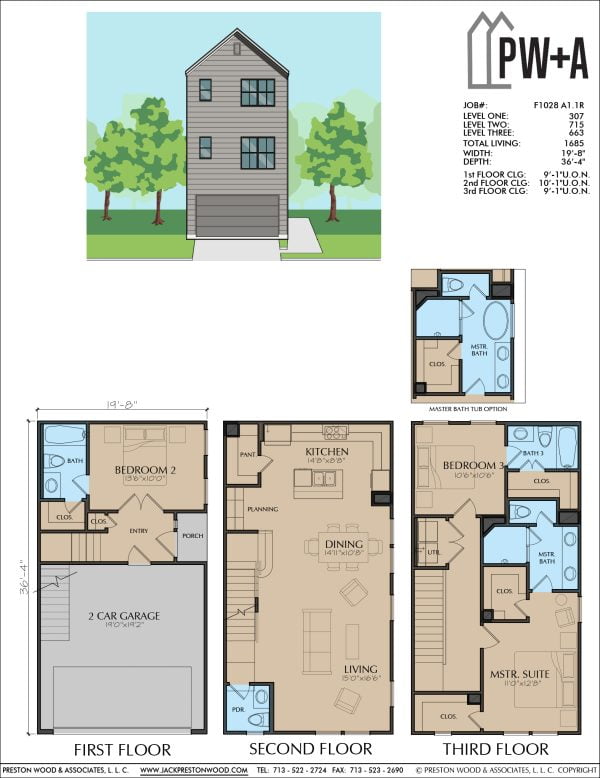 Three Story Townhome Plan F1028 A1.1