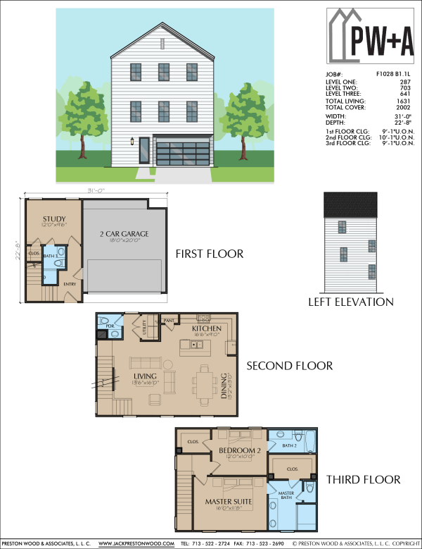 Three Story Townhome Plan F1028 B