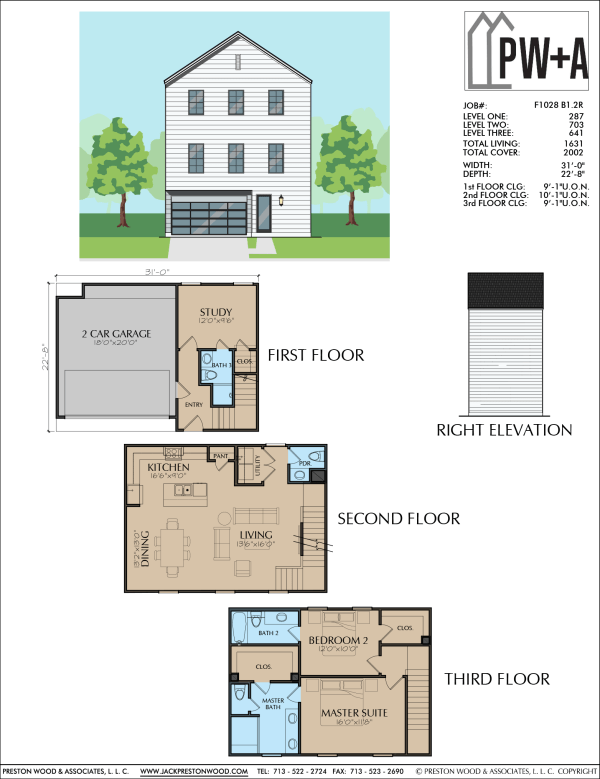 Three Story Townhome Plan F1028 B
