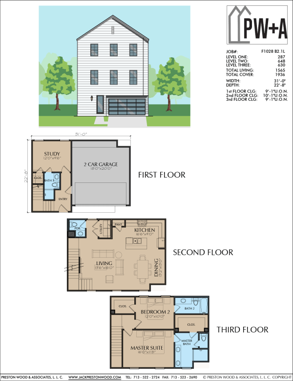 Three Story Townhome Plan F1028 B