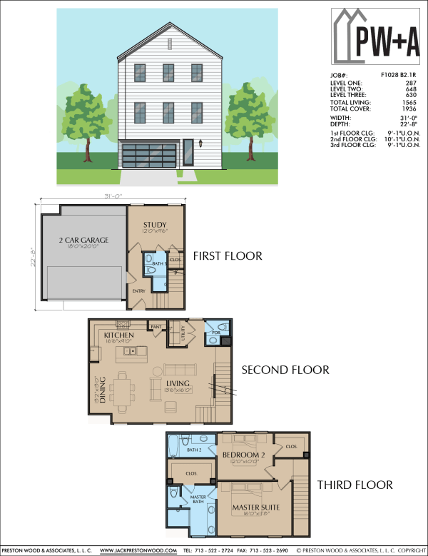 Three Story Townhome Plan F1028 B