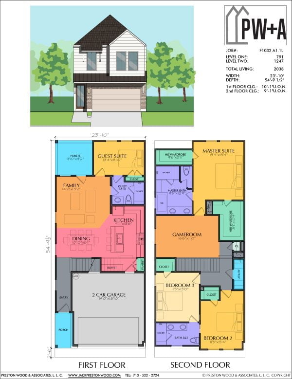 Two Story Townhome Plan F1032 A1