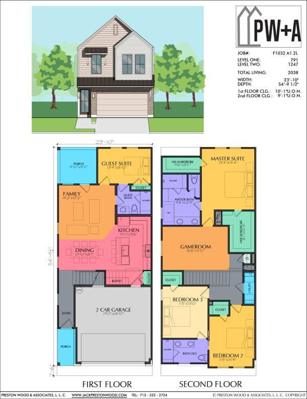 Two Story Townhome Plan F1032 A1