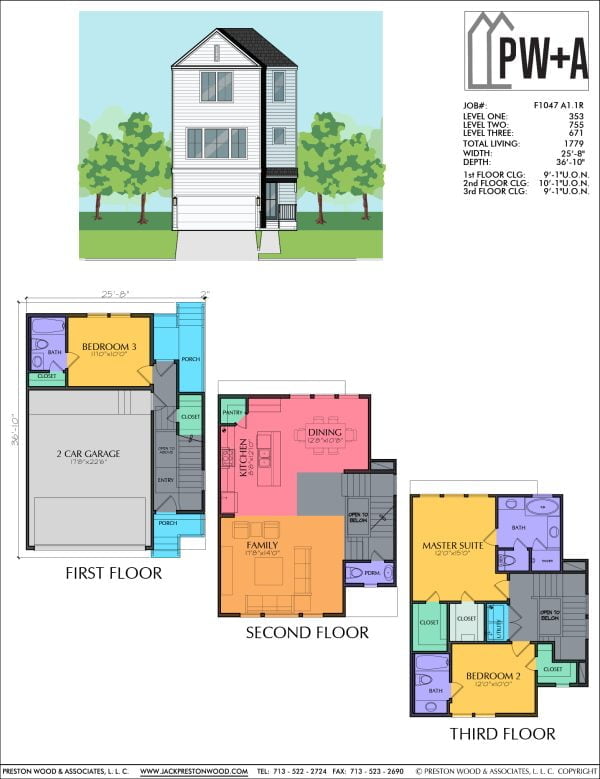 Three Story Townhome Plan F1047 A1.1