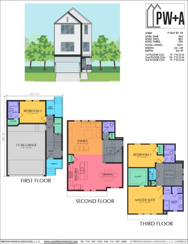 Three Story Townhome Plan F1047 B1.1
