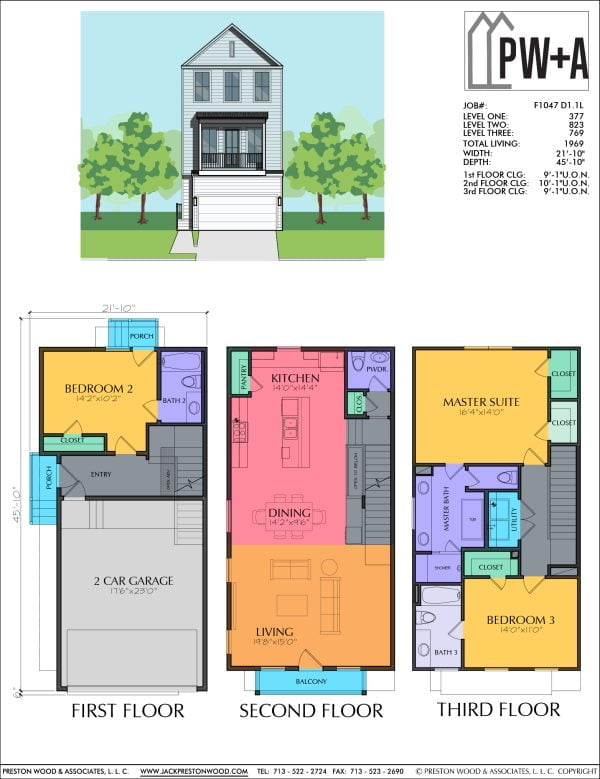 Three Story Townhome Plan F1047 D1.1