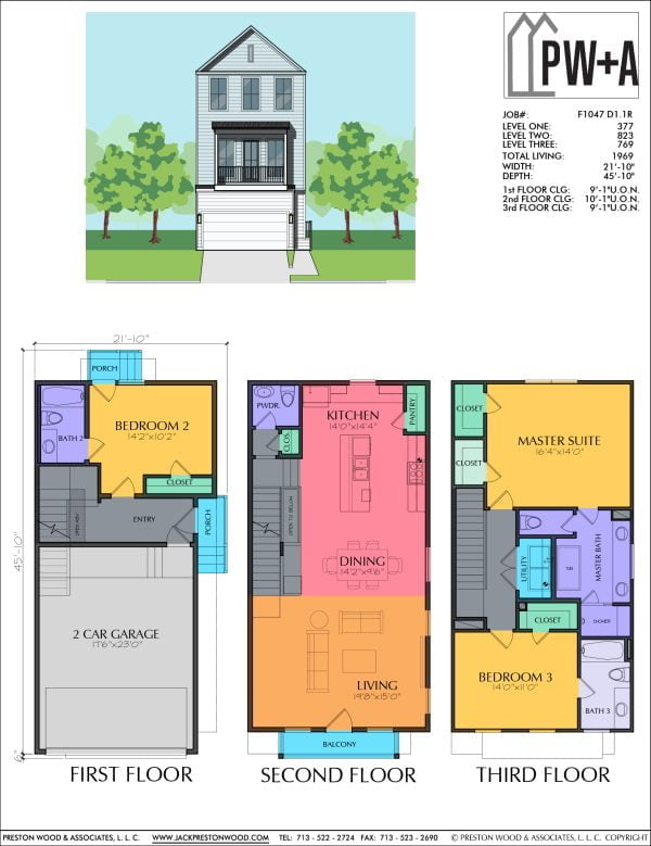 Three Story Townhome Plan F1047 D1.1