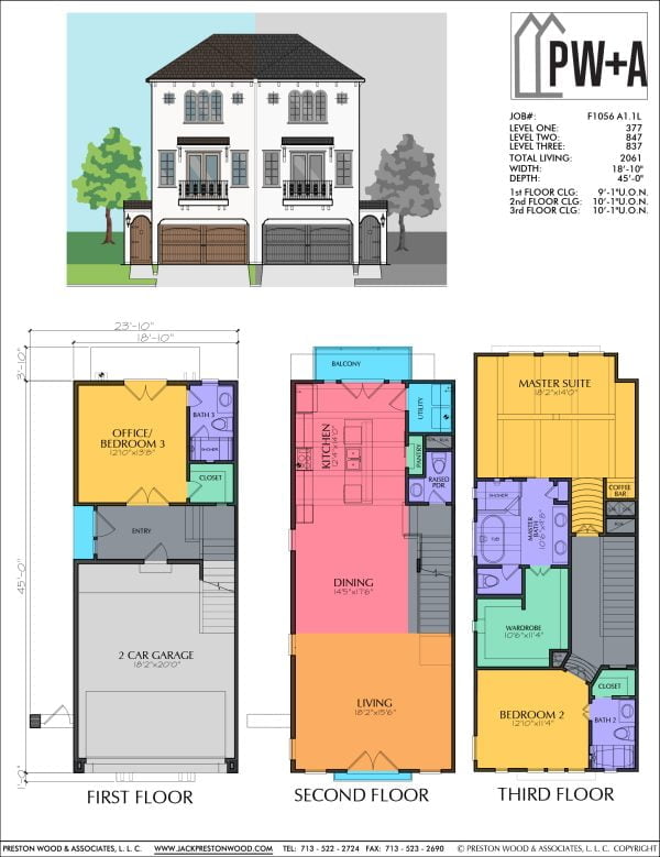 Three Story Townhome Plan F1056 A1.1