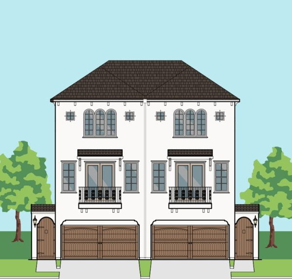 Three Story Townhome Plan F1056 A1.1 Duplex
