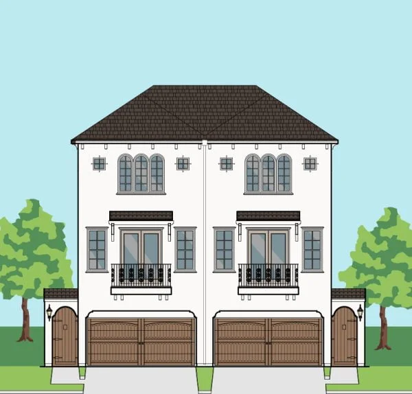 Three Story Townhome Plan F1056 A1.1 Duplex