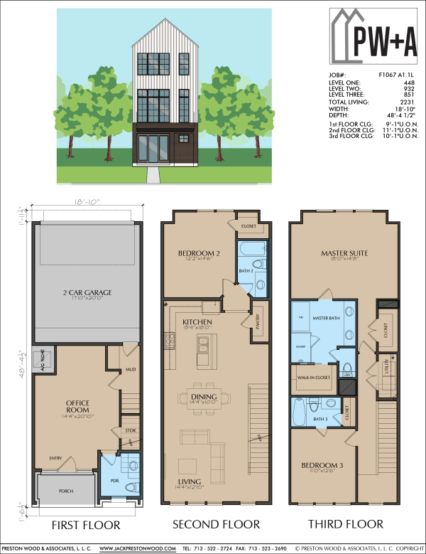 Three Story Townhome Plan F1067 A1