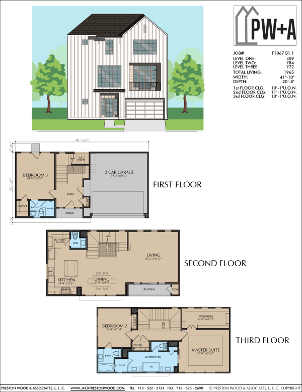 Three Story Townhome Plan F1067 B1