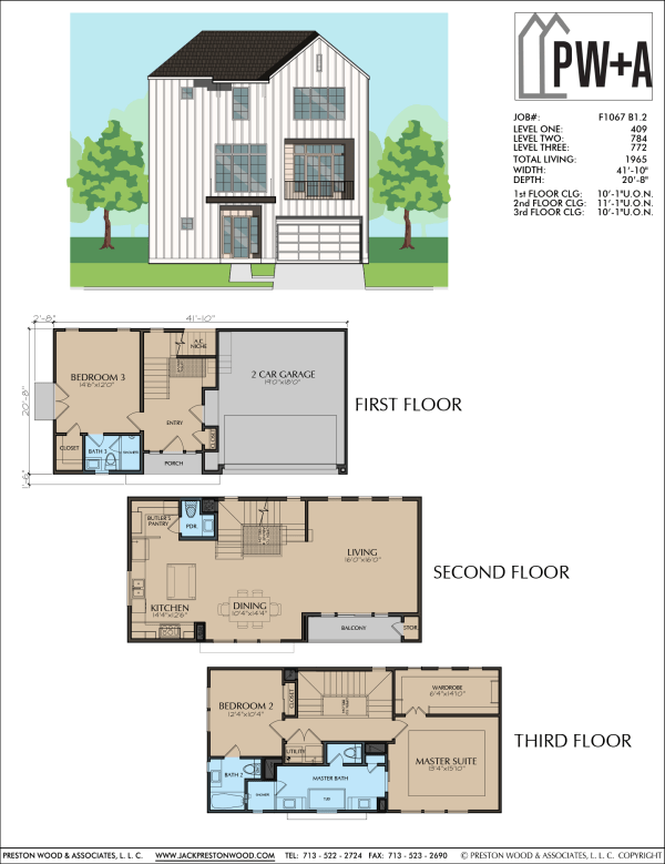 Three Story Townhome Plan F1067 B1