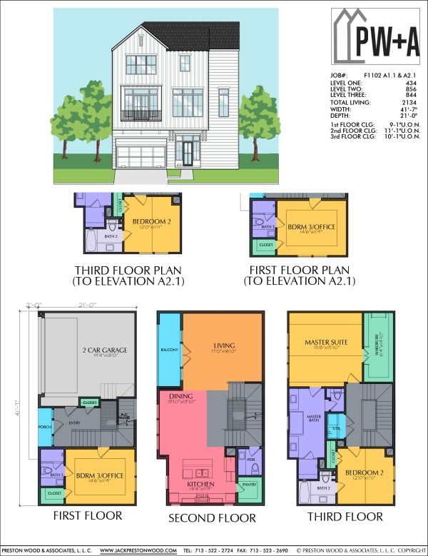 Three Story Townhome Plan F1102 A