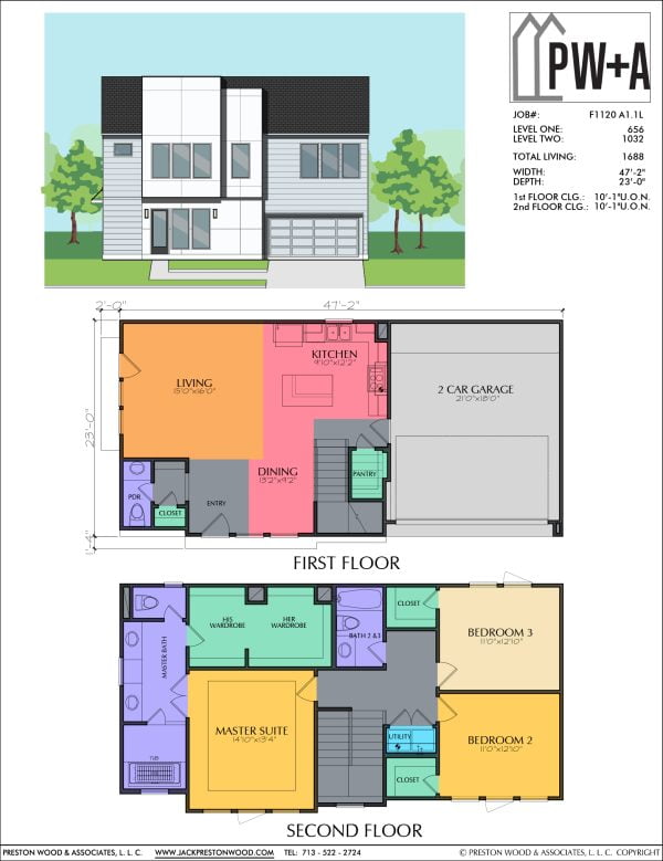 Two Story Townhome Plan F1120 A1.1