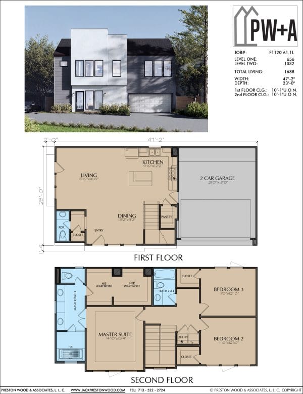 Two Story Townhome Plan F1120 A1.1