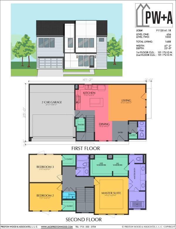 Two Story Townhome Plan F1120 A1.1