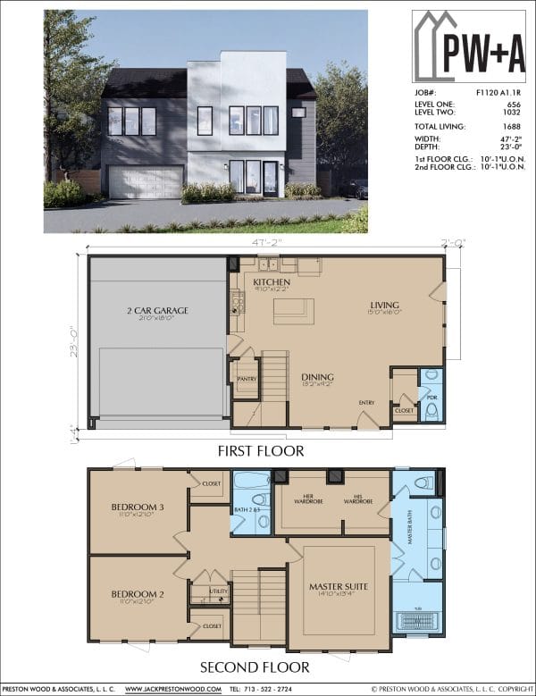Two Story Townhome Plan F1120 A1.1