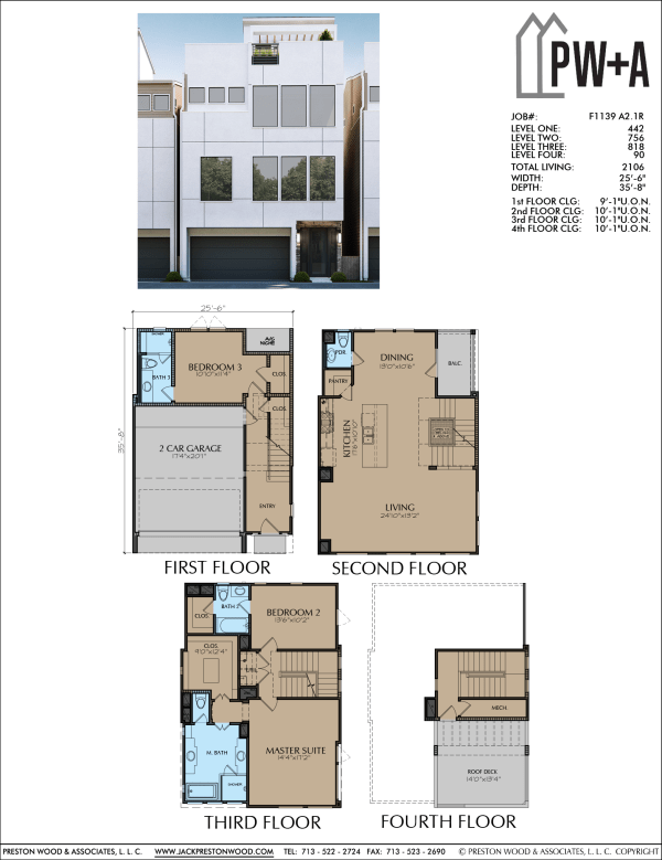 3 1/2 Story Townhome Plan F1139 A