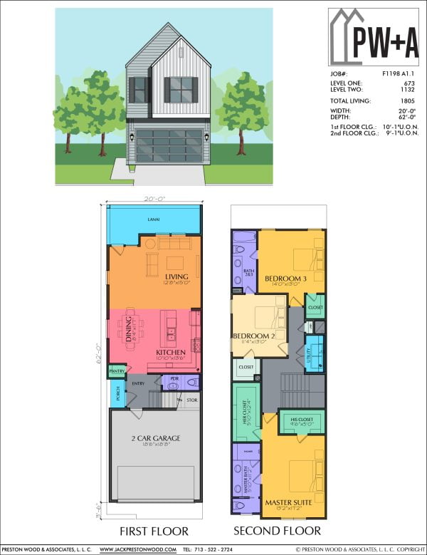 Two Story Townhome Plan F1198 A1.1