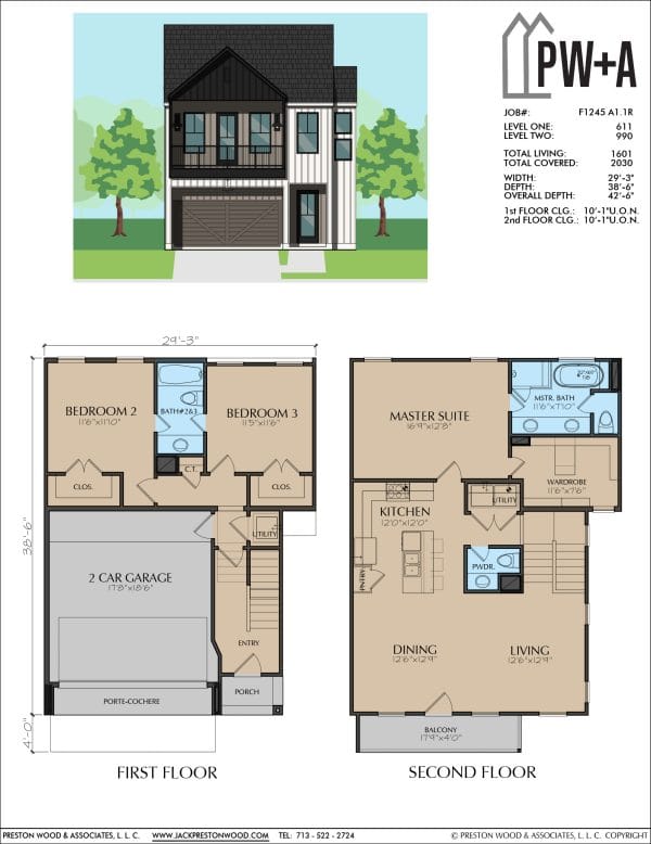 Two Story Townhome Plan F1245 A1.1R