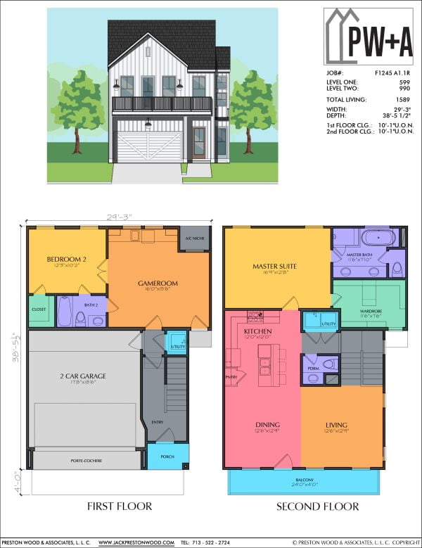 Two Story Townhome Plan F1245 A1.1R