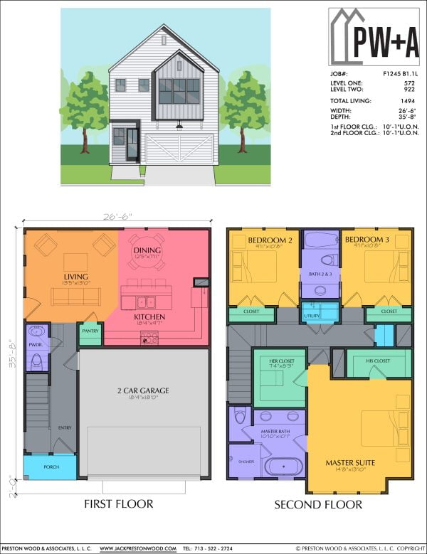 Two Story Townhome Plan F1245 B1.1L