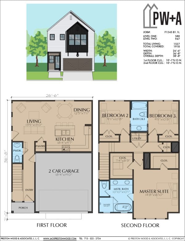 Two Story Townhome Plan F1245 B1.1