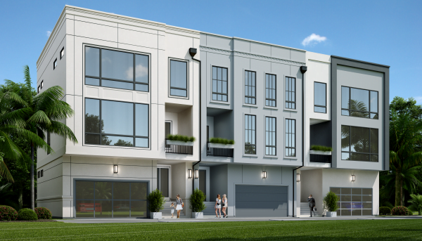 Three Story Triplex Townhome Plan F0271 C