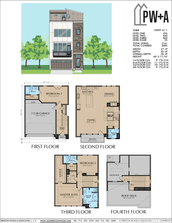 Three Story Townhome Plan E5097 A1
