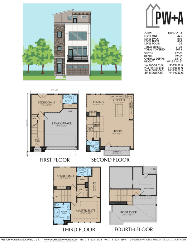 Three Story Townhome Plan E5097 A1