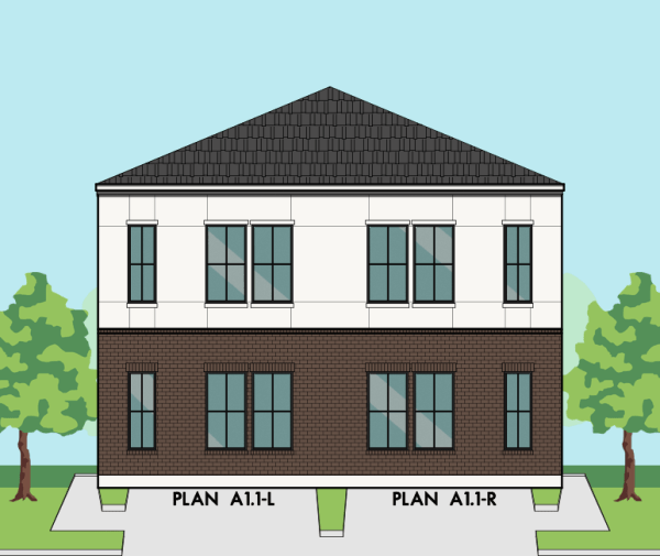 Two Story Duplex Home Plan E6028