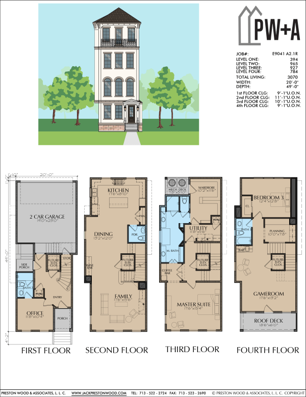 Four Story Townhome Plan E9041 A2.1