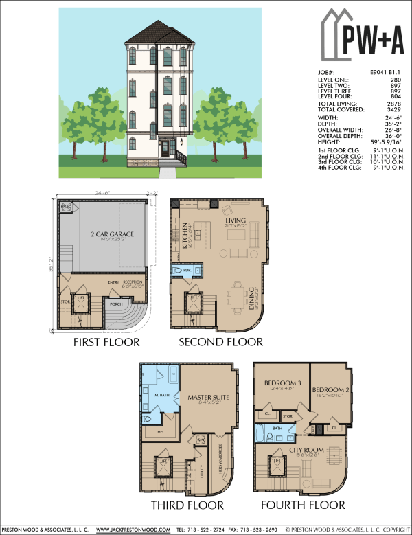 Four Story Townhome Plan E9041 B1.1