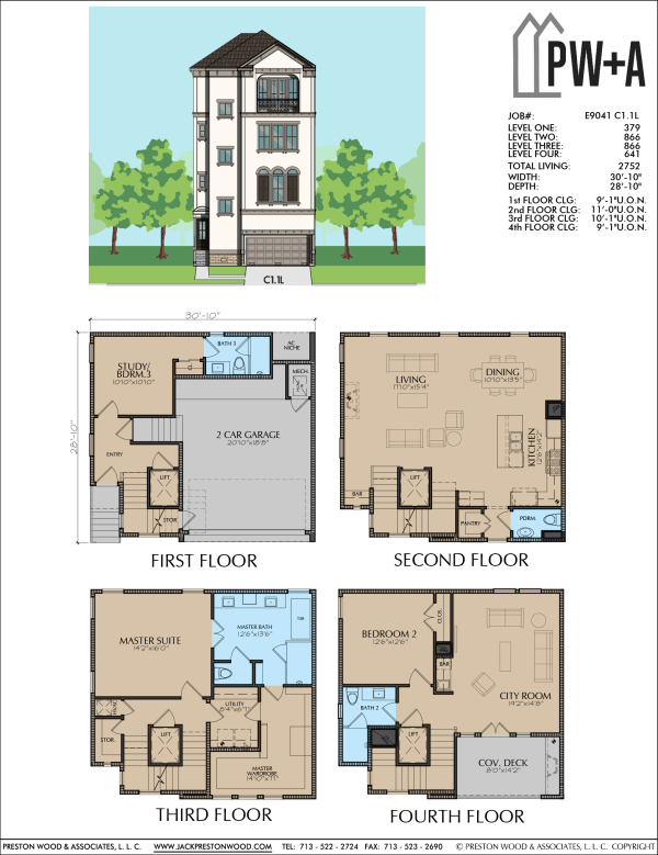 Four Story Townhome Plan E9041 C1.1