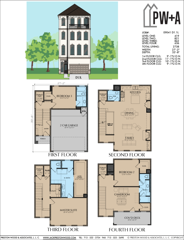 Four Story Townhome Plan E9041 D1.1
