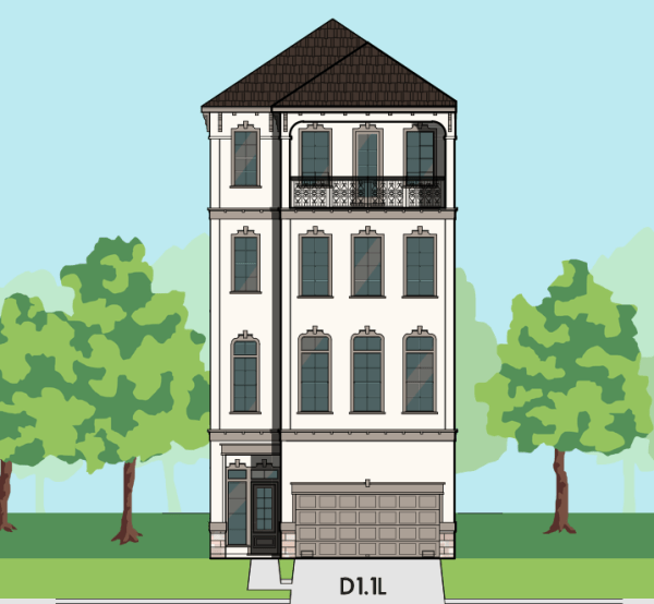 Four Story Townhome Plan E9041 D1.1