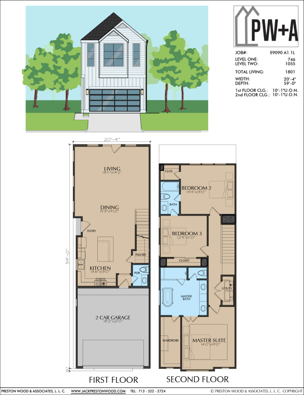 Two Story Townhome Plan E9090 A1.1