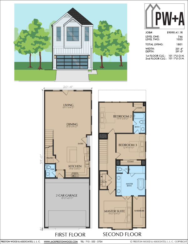 Two Story Townhome Plan E9090 A1.1