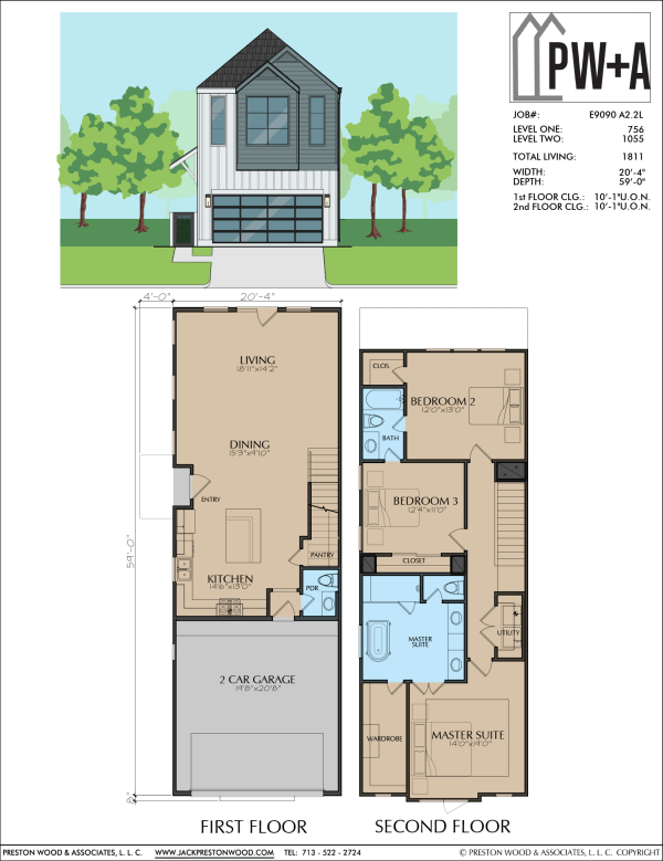 Two Story Townhome Plan E9090 A2.2