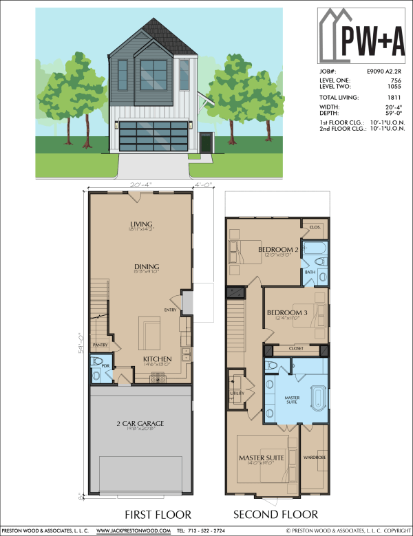 Two Story Townhome Plan E9090 A2.2