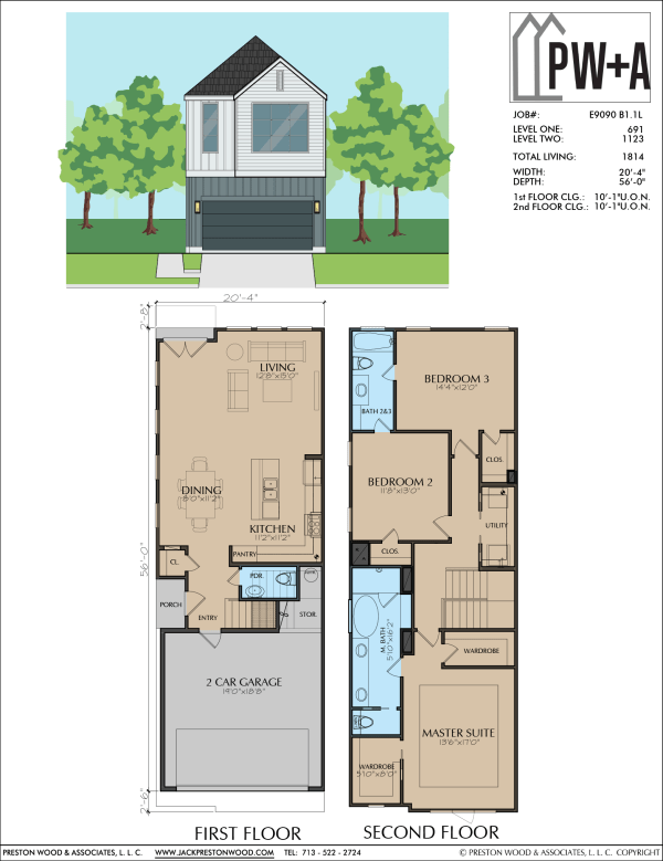 Two Story Townhome Plan E9090 B1.1