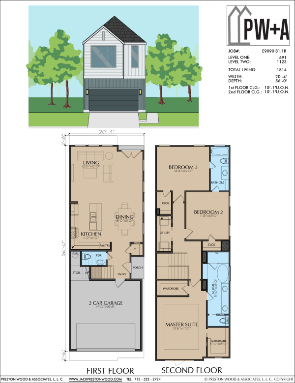 Two Story Townhome Plan E9090 B1.1
