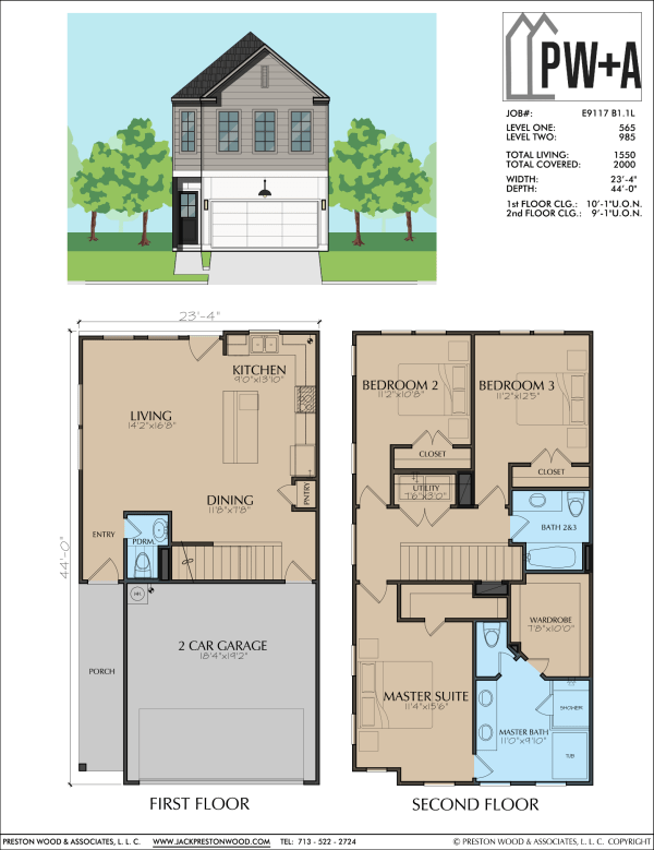 Two Story Townhome Plan E9117 B1.1 (NV)