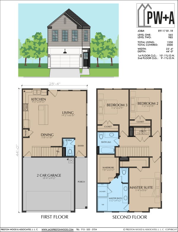 Two Story Townhome Plan E9117 B1.1 (NV)