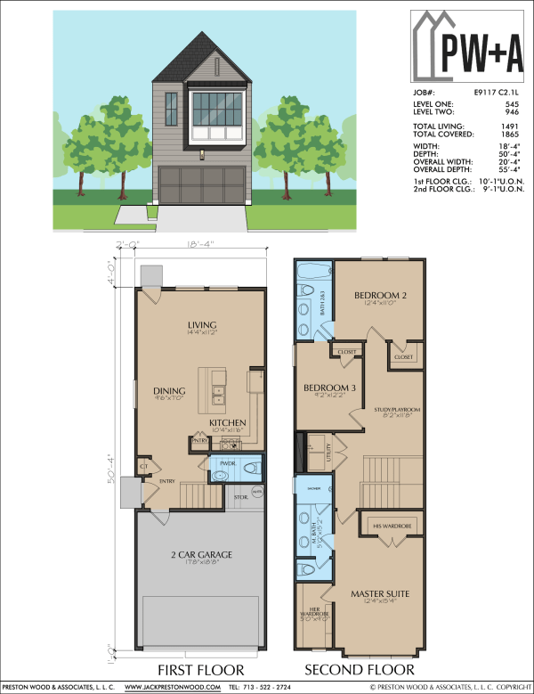 Two Story Townhome Plan E9117 C2.1