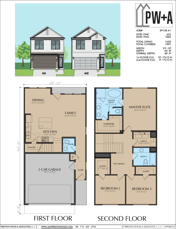 Two Story Townhome Plan E9158 A1