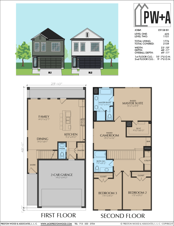Two Story Townhome Plan E9158 B1